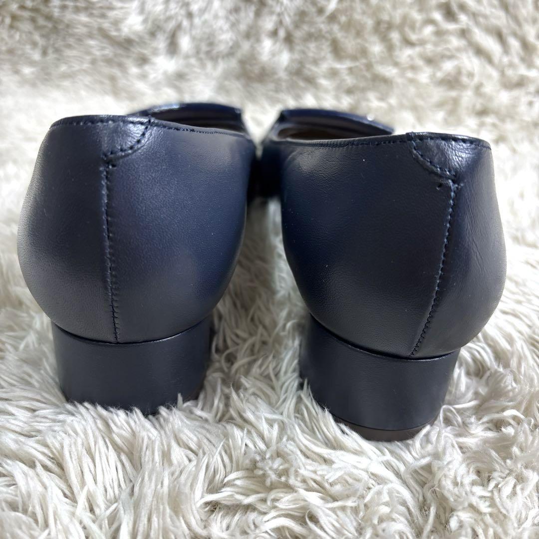 DIANA WELLFIT /本革　ローヒールパンプス　ネイビー　22.5㎝