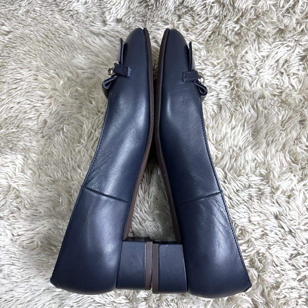 DIANA WELLFIT /本革　ローヒールパンプス　ネイビー　22.5㎝