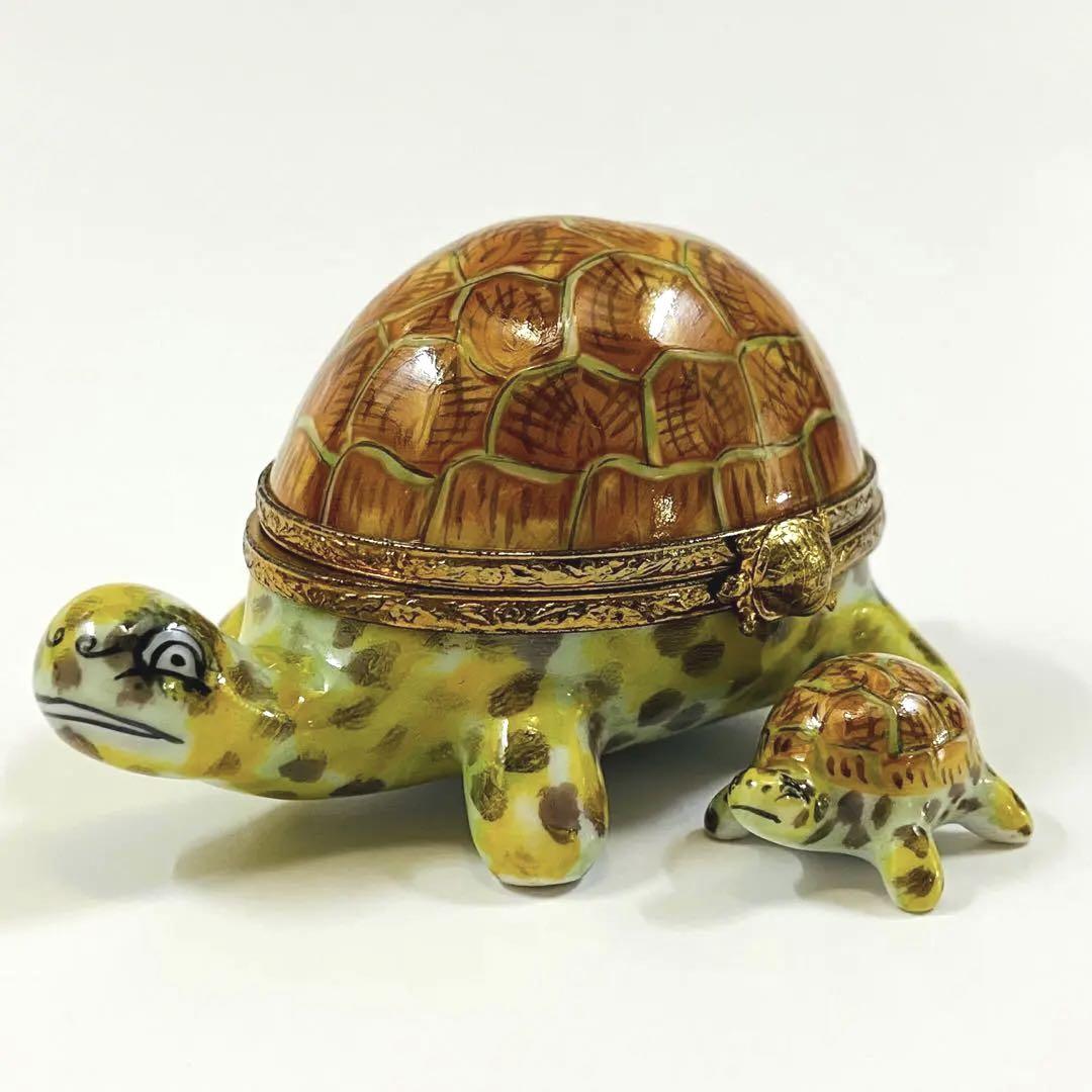 リモージュ タートル カメ 親子 ブラウン 茶 フランス 0922-ga116