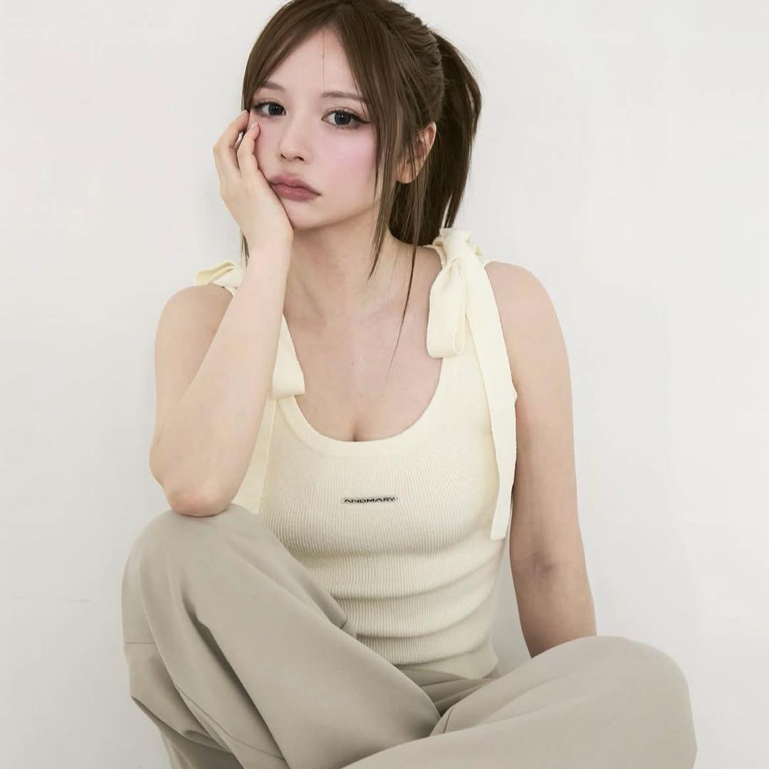 トップス ANDMARY Avril ribbon tops ivory