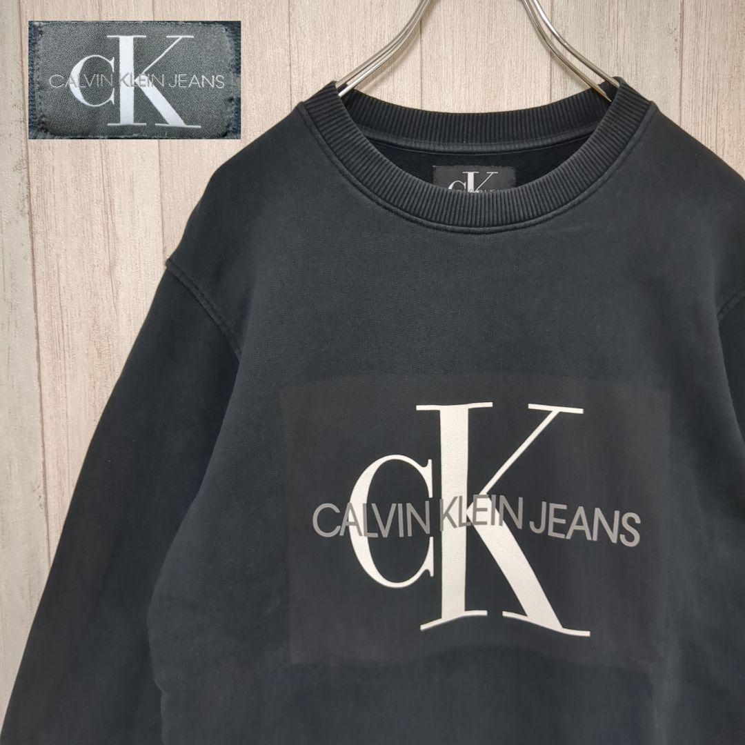 CALVIN KLEIN JEANS ロゴプリントブラック M スウェット