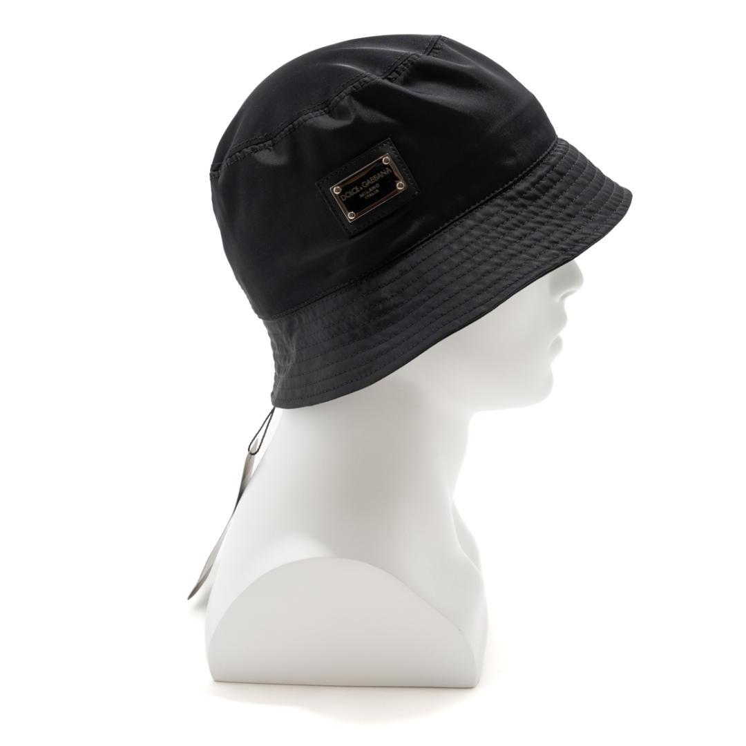 新品 Dolce & Gabbana ロゴプレート ナイロン バケットハット メンズ