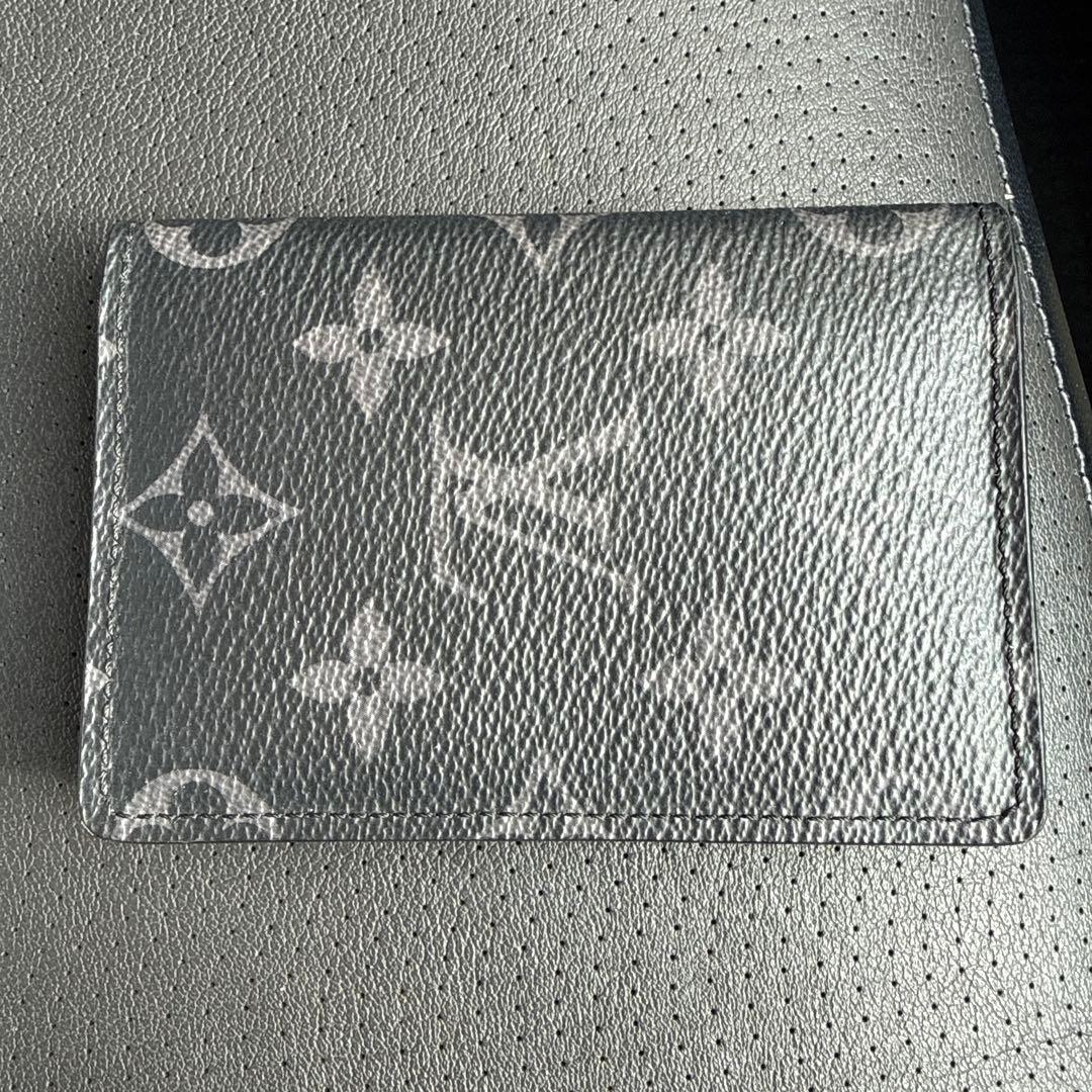 グレー レザー カードケース モノグラム