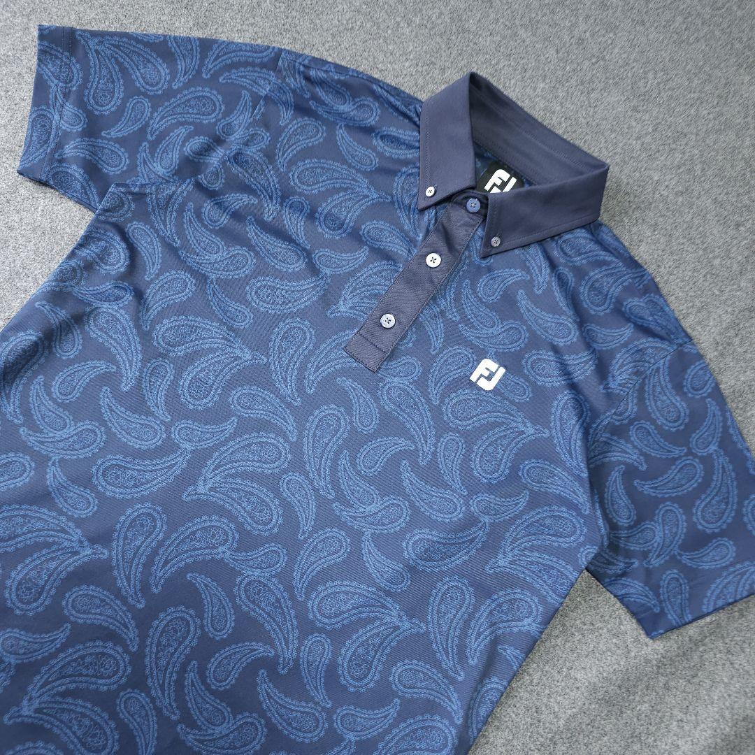 FootJoy フットジョイ 総柄 ポロシャツ 半袖 ゴルフ ウェア 人気 ロゴ FootJoy フットジョイ ゴルフウェア メンズ 半袖 ポロシャツ 夏