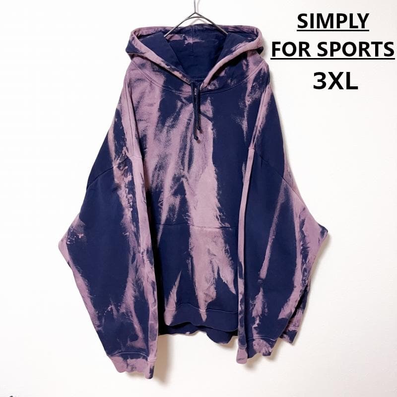メンズタイダイ柄ブリーチプルオーバーパーカー3XL ブランド　紺　ストリート系