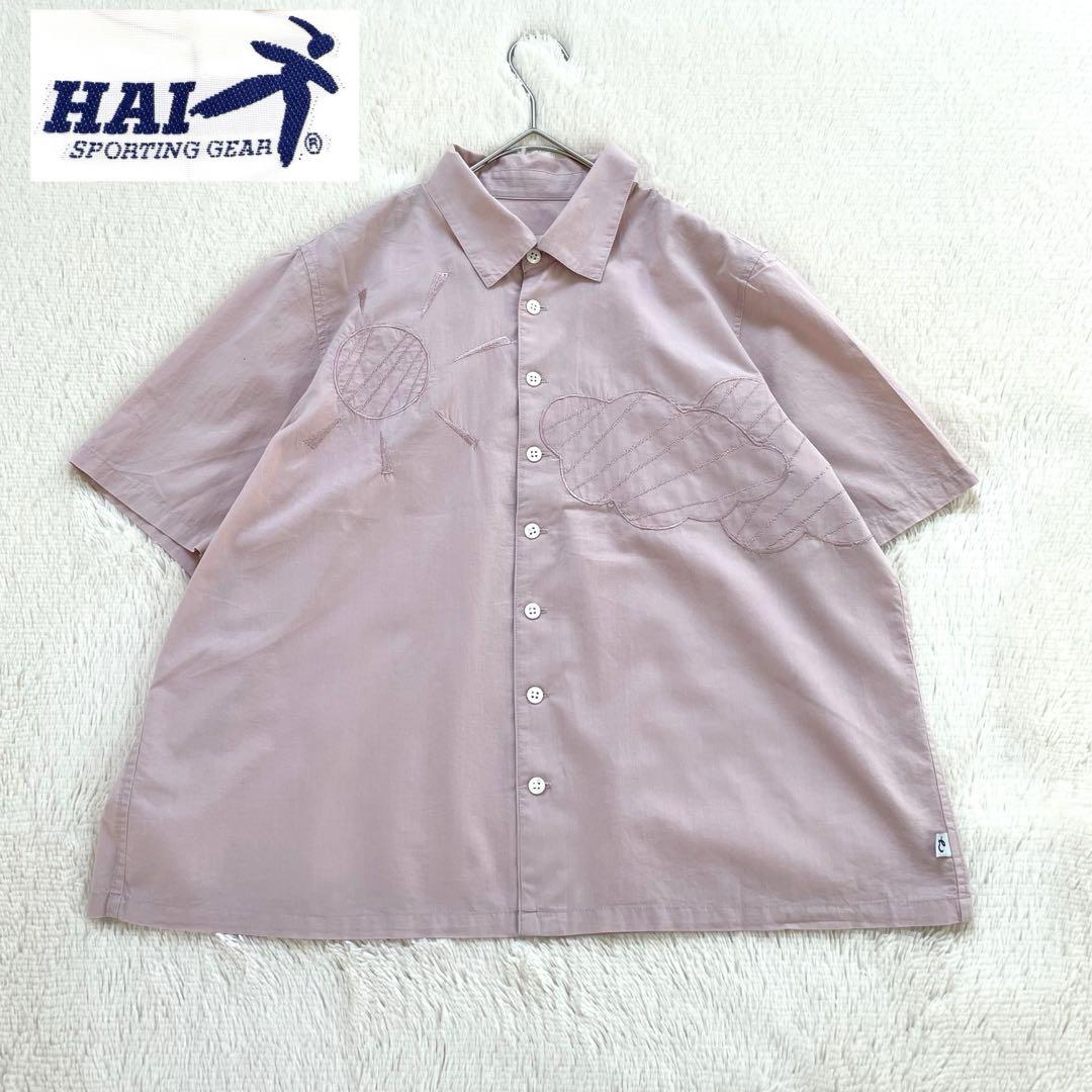 HAI SPORTING GEAR 半袖刺繍シャツ　　くすみピンク　Mサイズ