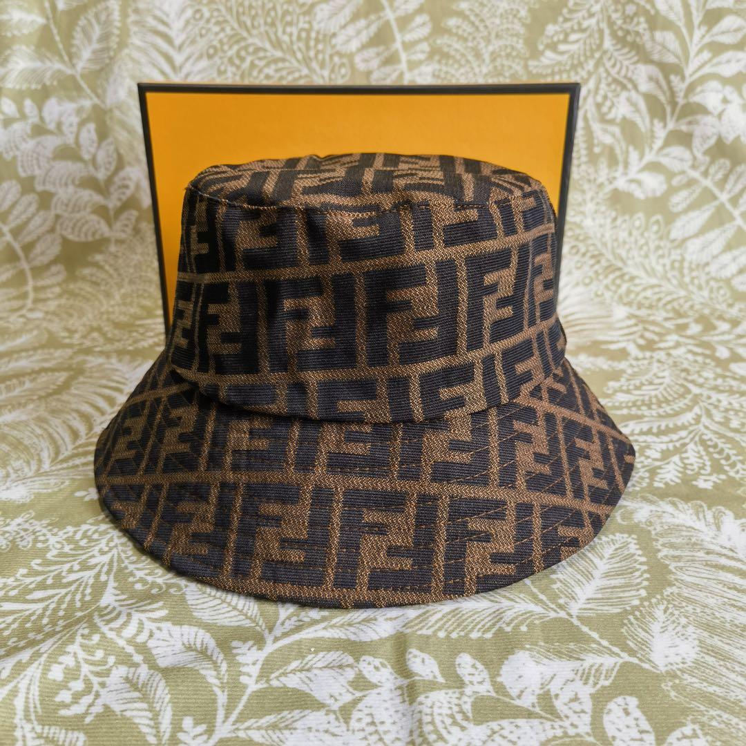 FENDI Fロゴバケットハット ブラウン ジャカード 画像2