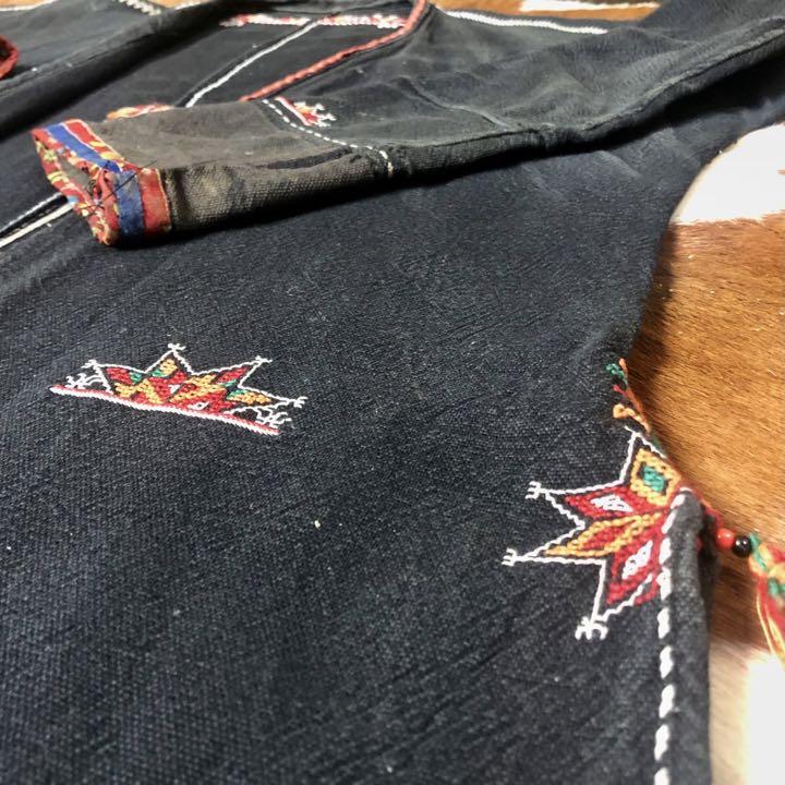 ビンテージ古布藍染刺繍カーディガン風ジャケット 黒