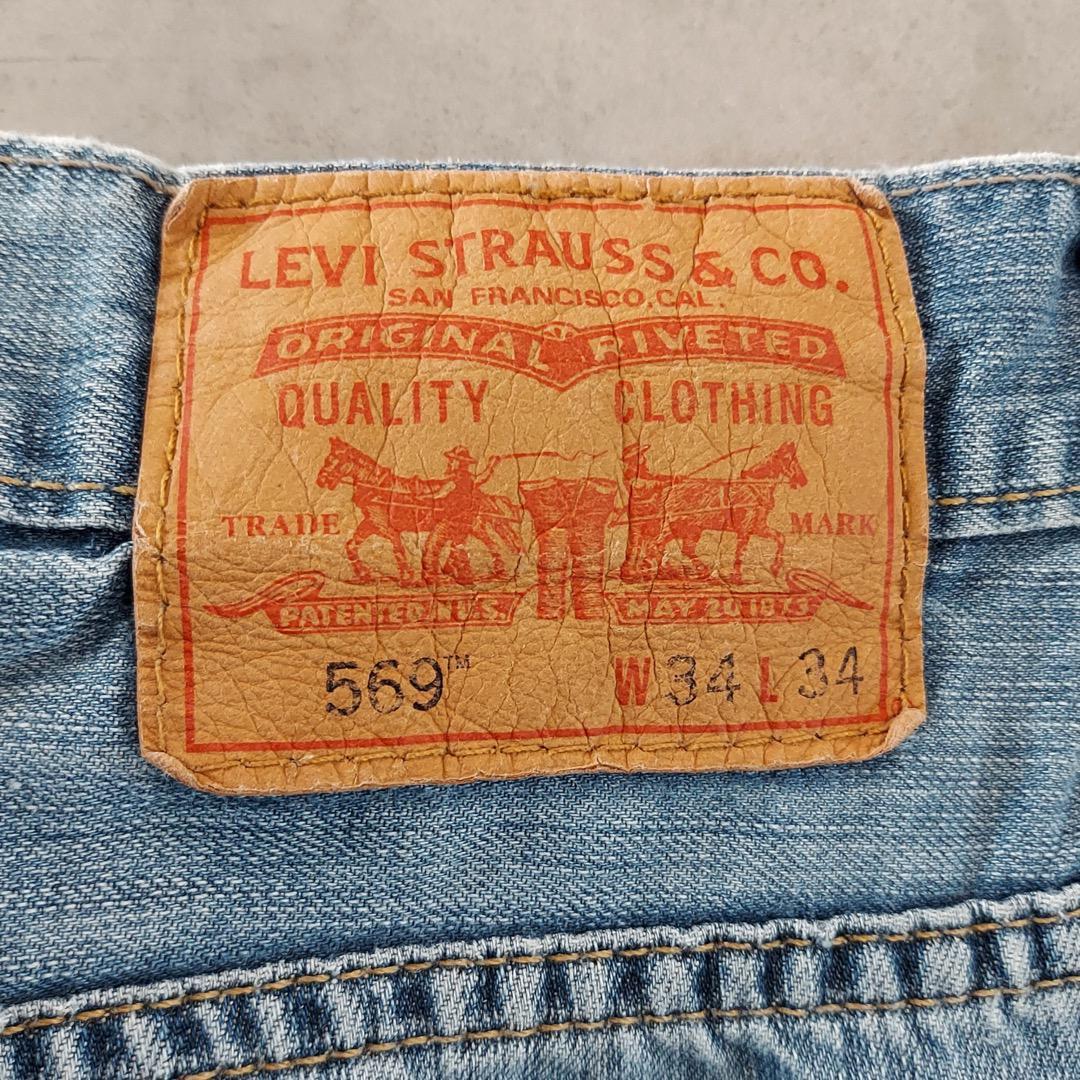 リーバイス569 Levis W34 ブルーデニム 青 ヒゲ 縦落ち 14593