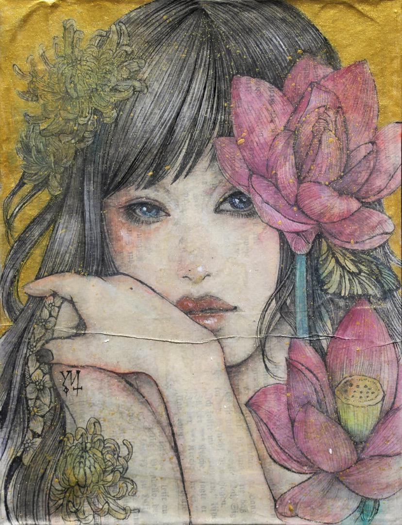 手描き絵画「ゆめ、あざやか」日本画 オリジナル 原画 手描き絵画「ゆめ、あざやか」日本画 オリジナル 原画