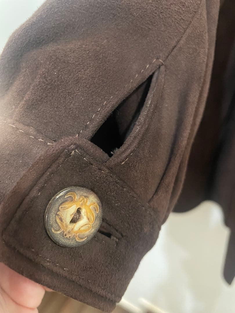 ロエベ ブラウン スエードコート ミディ丈 本革 ヴィンテージ 42サイズ ロエベ ブラウン スエードコート ミディ丈 本革 ヴィンテージ 42サイズ