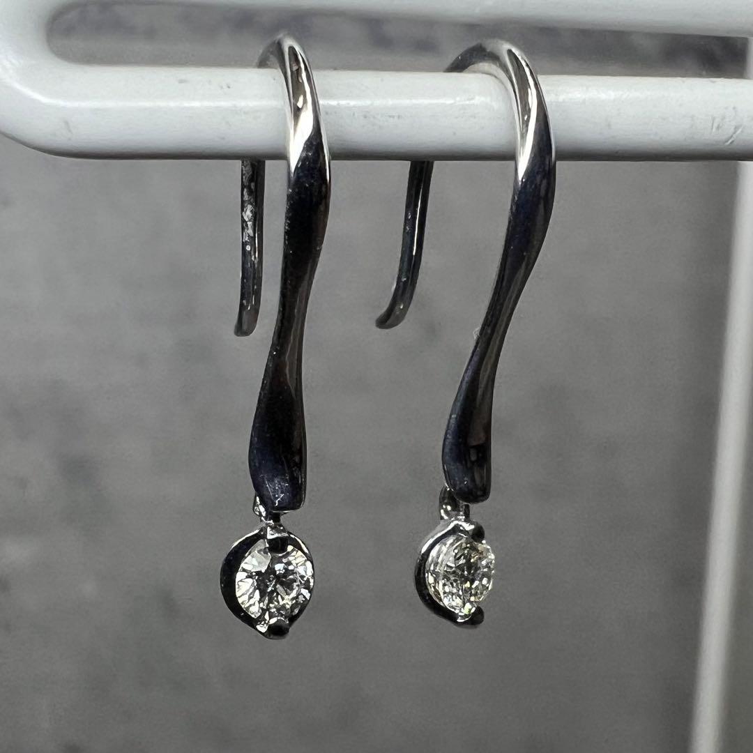 K18WG ダイヤモンド フープピアス 計0.12ct