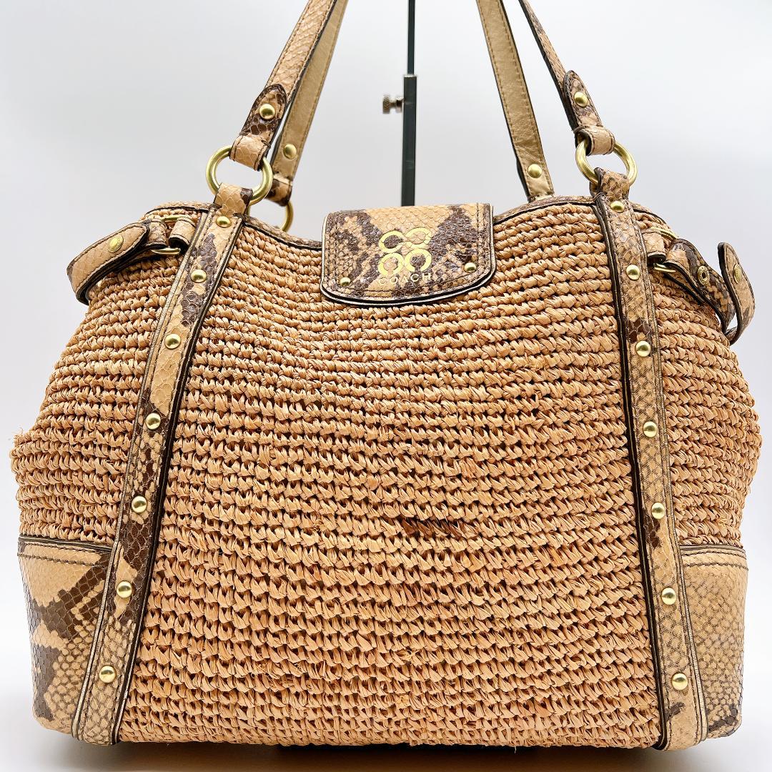 美品COACH コーチ トートバッグ ナタリー パイソンプリントc675