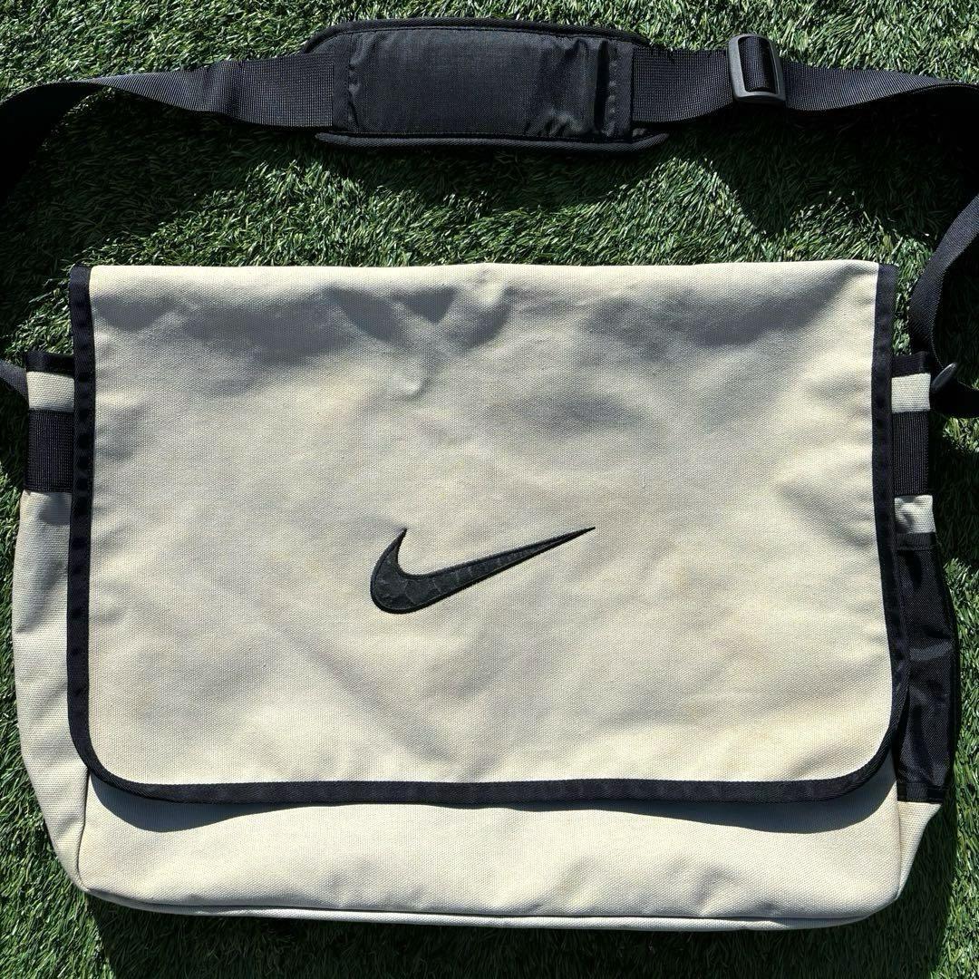 90s 00s 銀タグ 大型 NIKE ナイキ メッセンジャーバッグ Y2K 灰