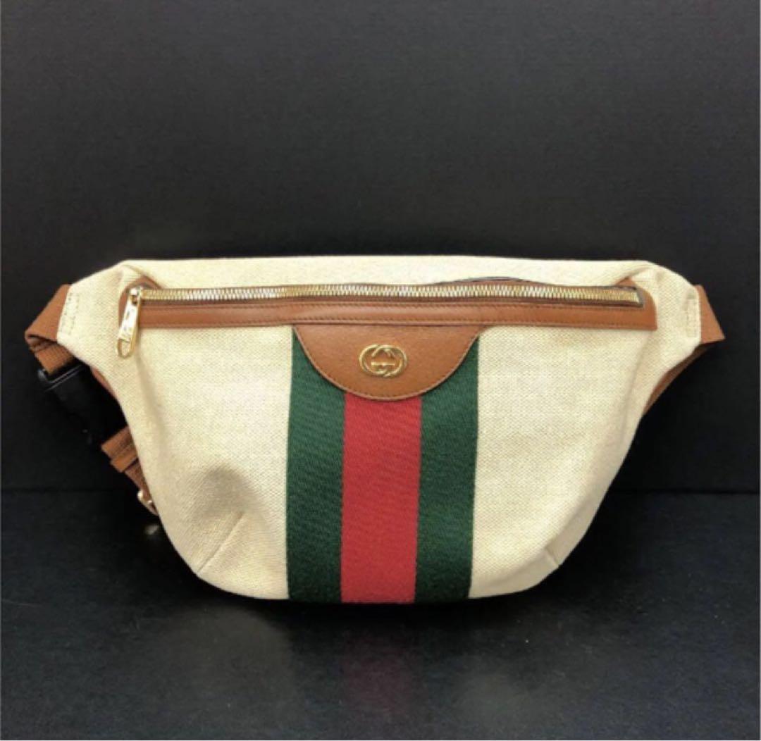 GUCCI シェリーライン クイールブラウン レザートリム S84-ND-12