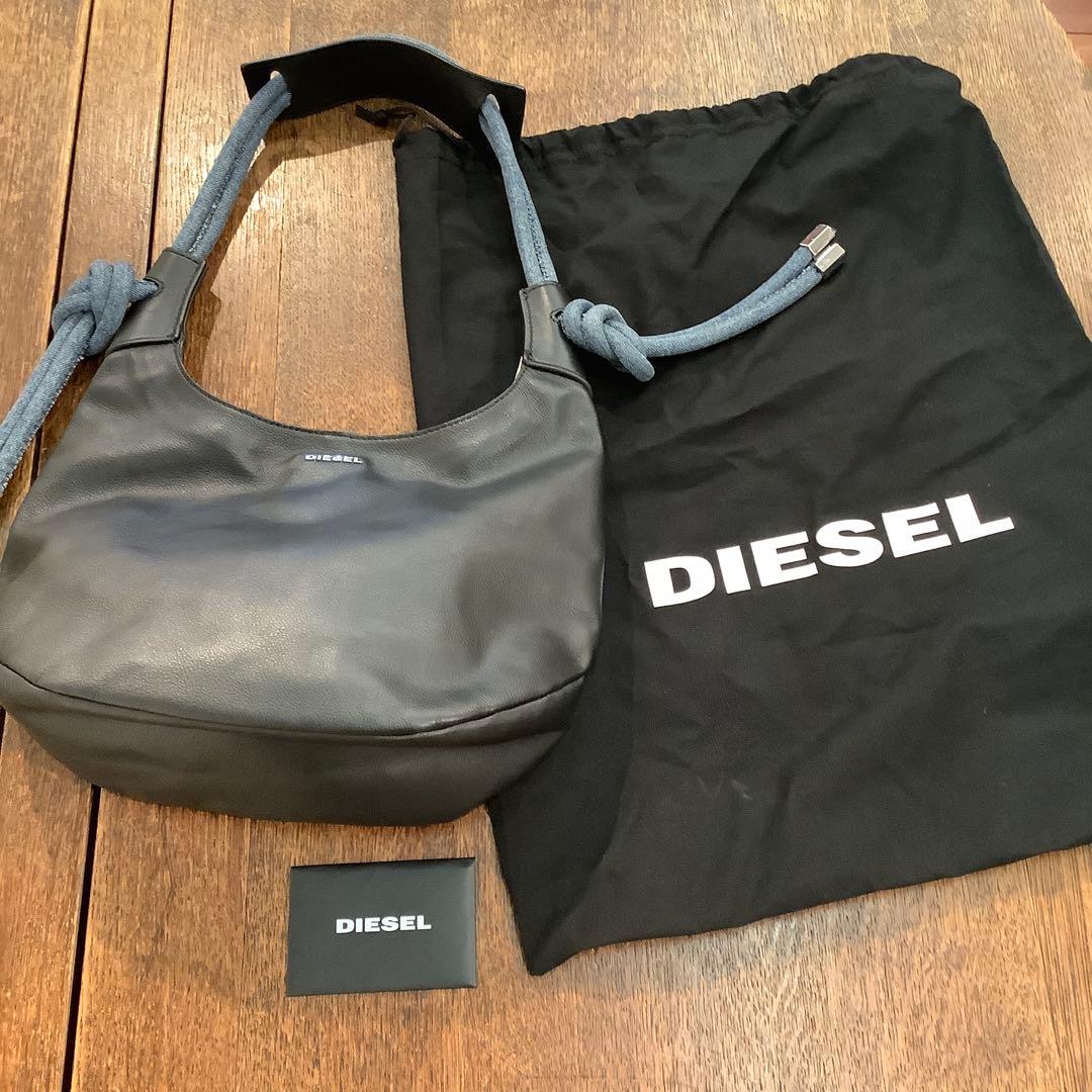 DIESELデニム×レザーワンショルダーバッグ　ブラック