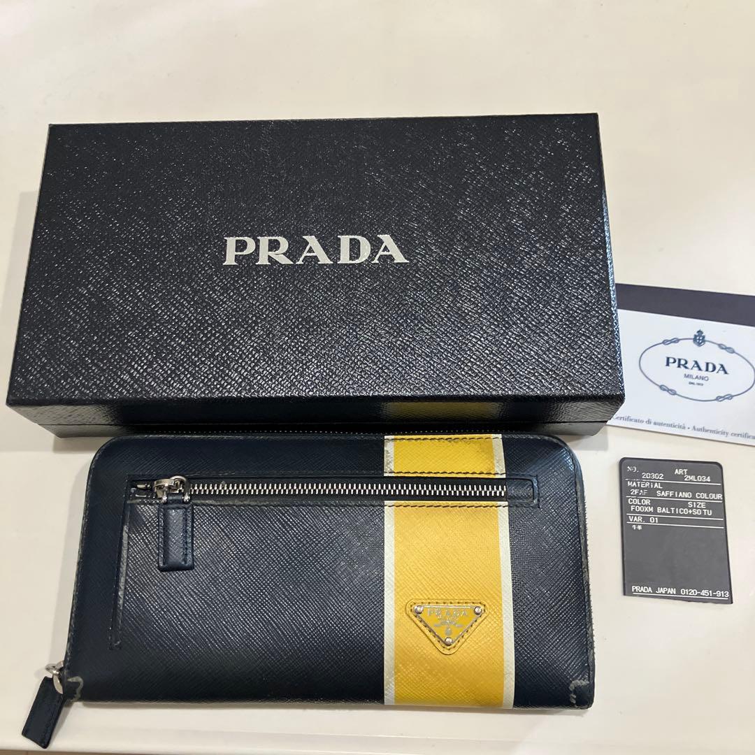 PRADA プラダ ラウンドファスナー長財布 バイカラー - メルカリ