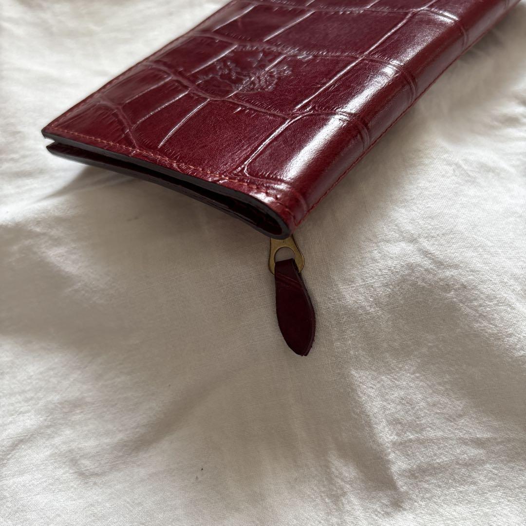極美品✨現行✨イルビゾンテ 長財布 クロコ 型押し ロングウォレット　ボルドー