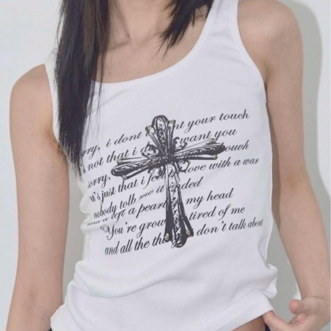 [FANCY CLUB) FRONT CROSS SLEEVELESS