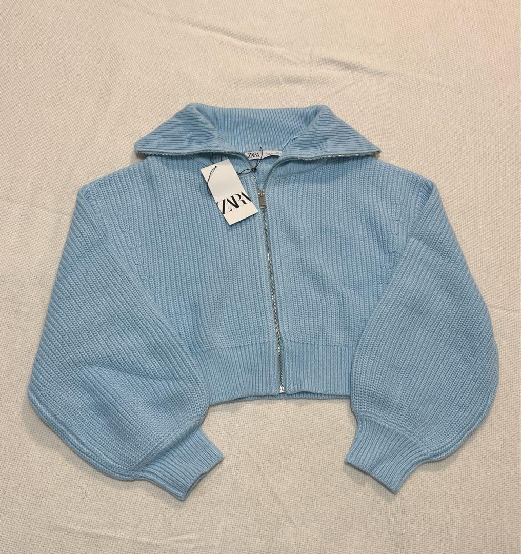 値下げ！ZARA 中町綾ちゃん着用 フルジップ カーディガン スカイ