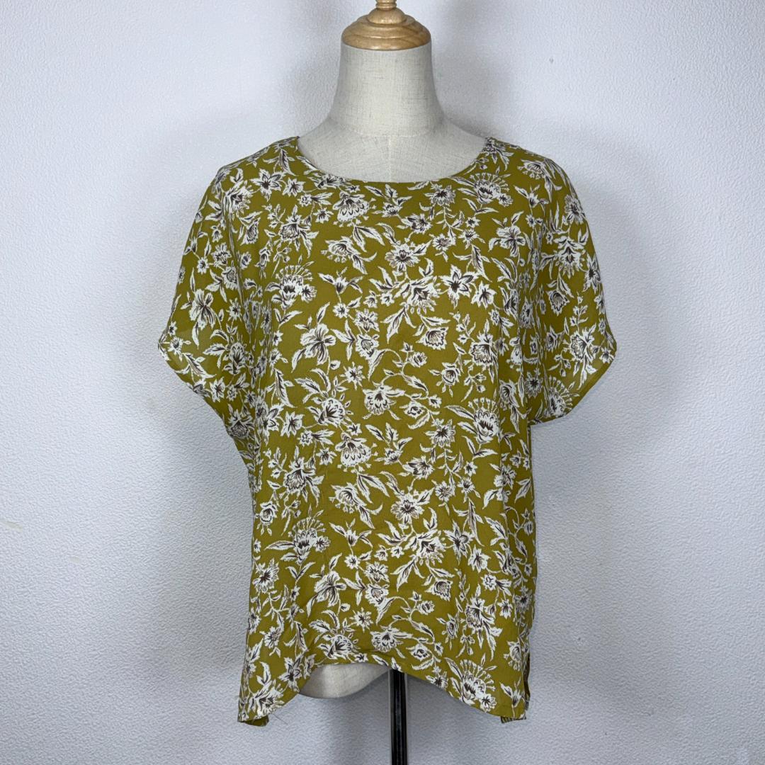 ☆美品☆ Current Looh 半袖 チュニック オリーブグリーン 花柄