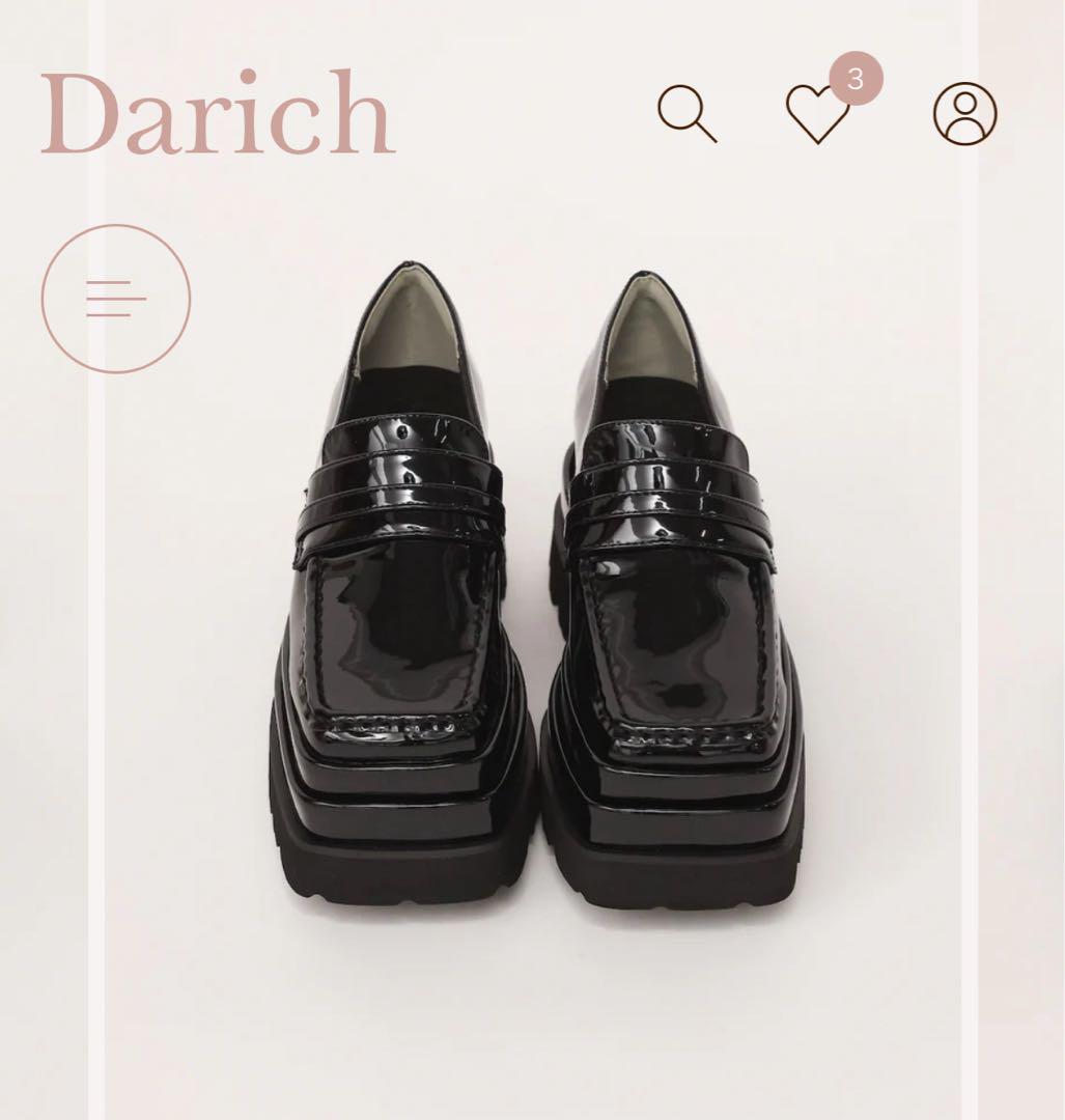 ダーリッチ新品未使用！！ エナメル ブラック ローファー 厚底
