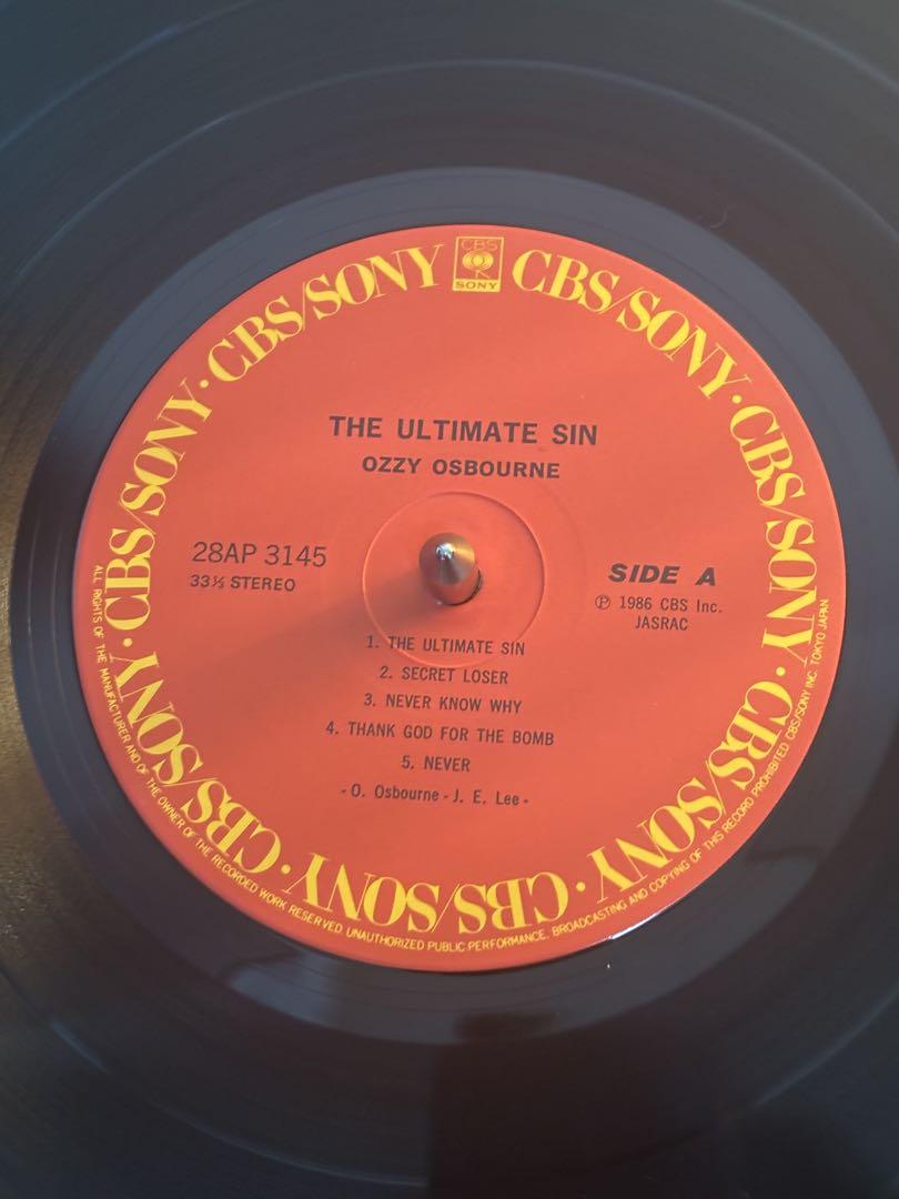 Ozzy Osbourne、罪と罰、レコード、LP、帯無し、ステッカー有り