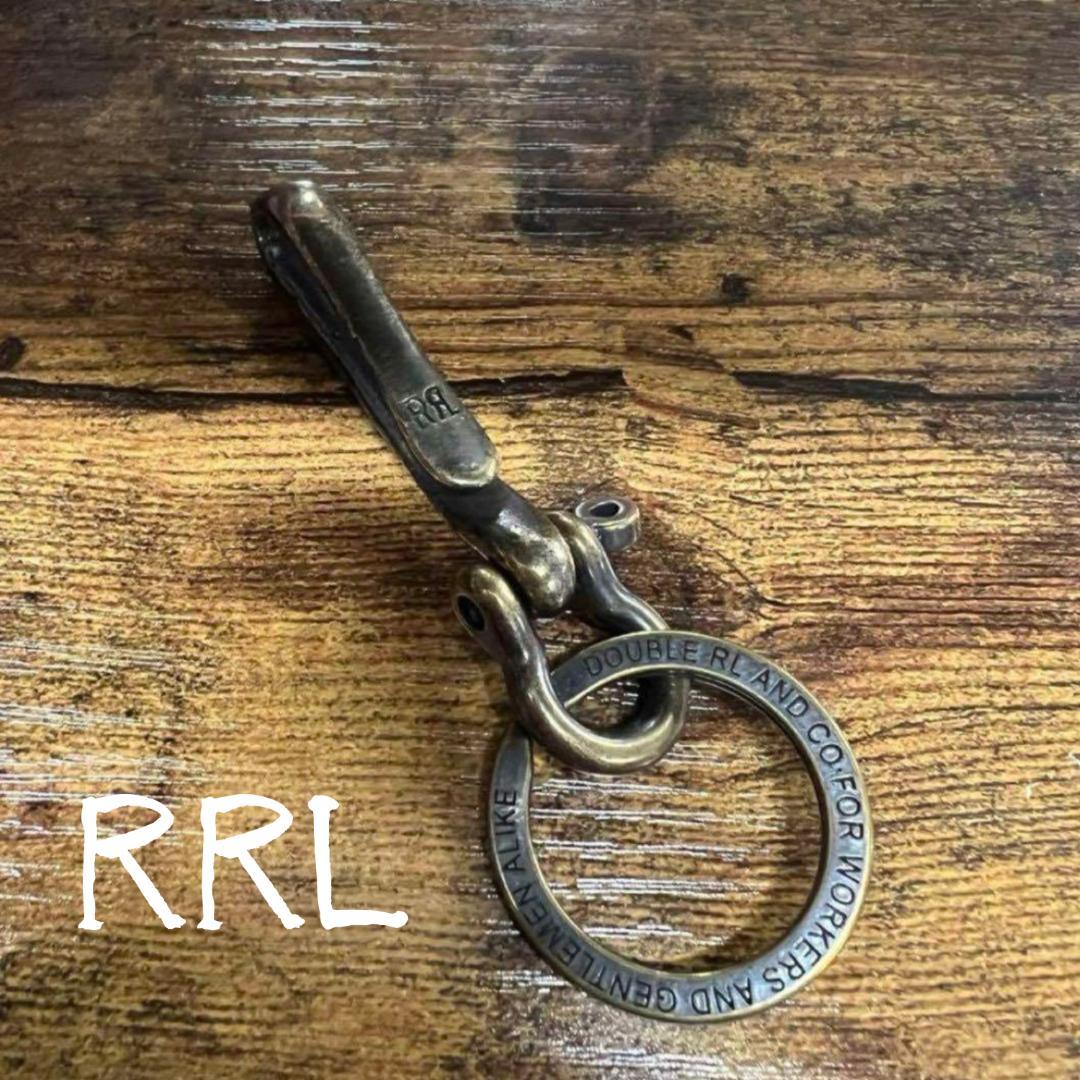 RRL キーチェーン RRL Ralph Lauren Double RL Leather Brass Key Button Keychain