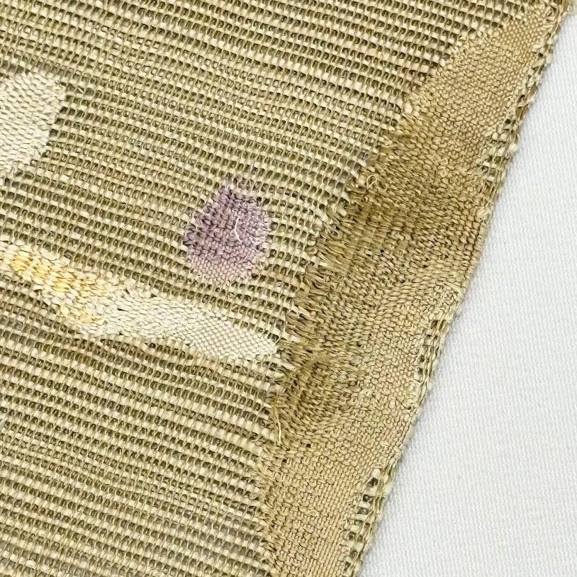 ゆりのはな 夏八寸名古屋帯 紗紬 すくい織り 刺繍入り お太鼓柄