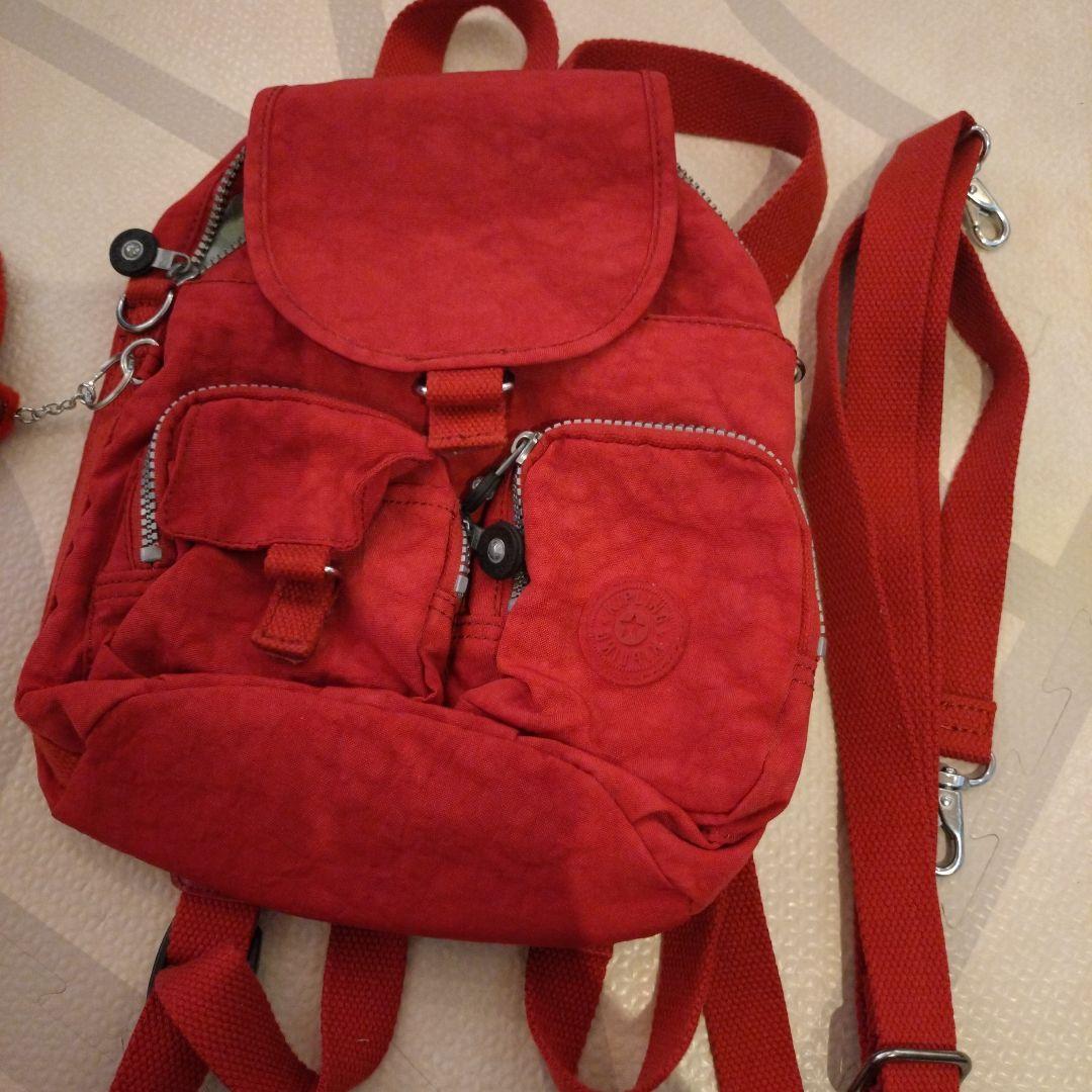 豪華 Kipling バッグ 赤 リュックサック ミニリュック キプリング バッグ