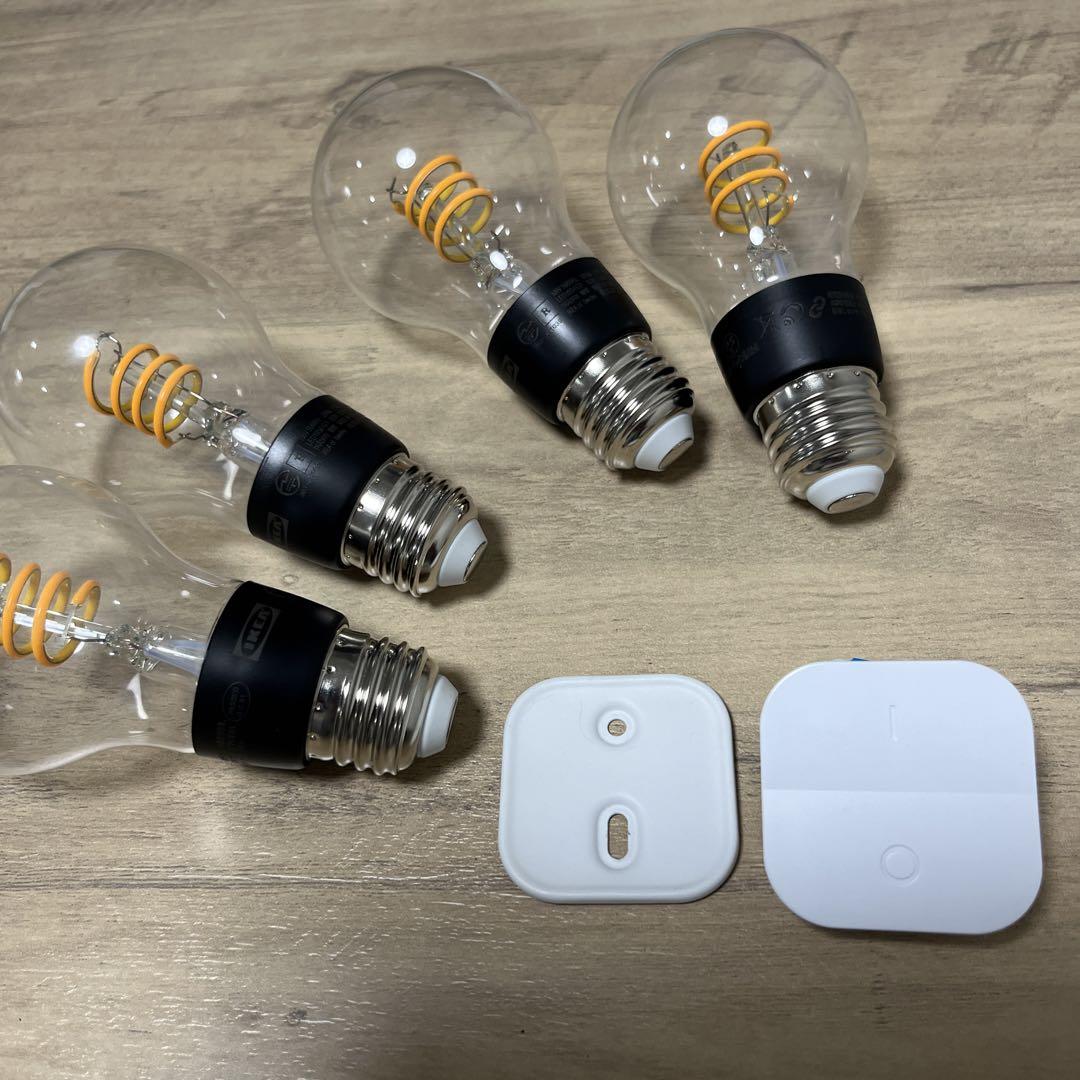 リモコン付き】 IKEA イケア LED電球4個 トロードフリ E26