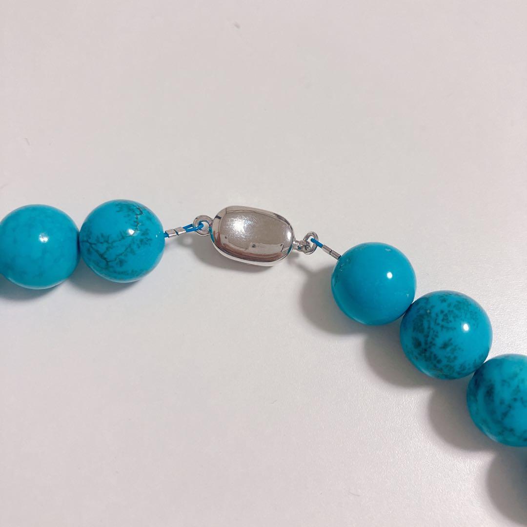 トルコ石 ターコイズ ネックレス 全長約43cm 約12mm珠