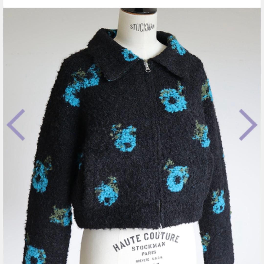 ジプソフィア フラワーニットジャケット ブラック ジプソフィア フラワーニットジャケット ブラック