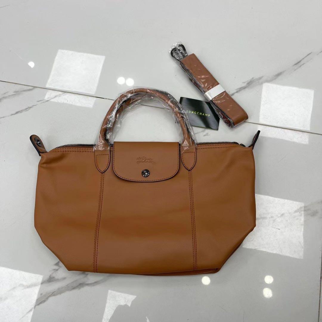 Longchamp ル プリアージュ キュイールトップハンドルバッグ ブラウン Longchamp ル プリアージュ キュイールトップハンドルバッグ ブラウン