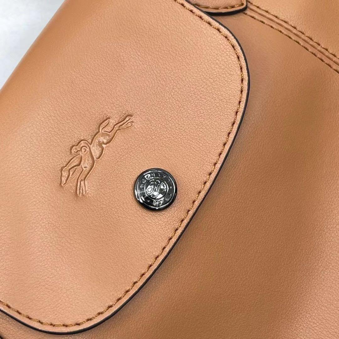 Longchamp ル プリアージュ キュイールトップハンドルバッグ ブラウン Longchamp ル プリアージュ キュイールトップハンドルバッグ ブラウン