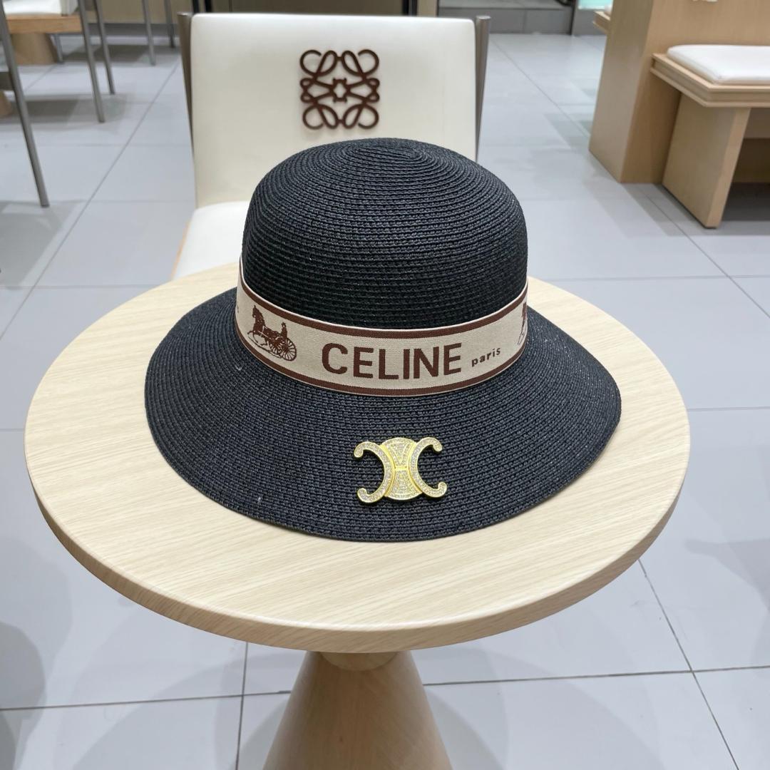 CELINE ネイビー ストローハット