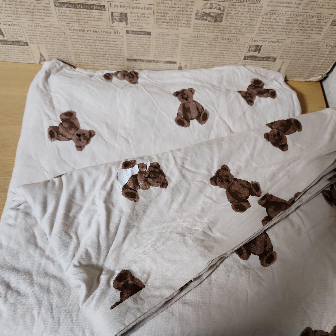 ジェラートピケ　ベージュ　Bearベア柄　ダブルサイズ布団カバー ジェラートピケ ベージュ Bearベア柄 ダブルサイズ布団カバー