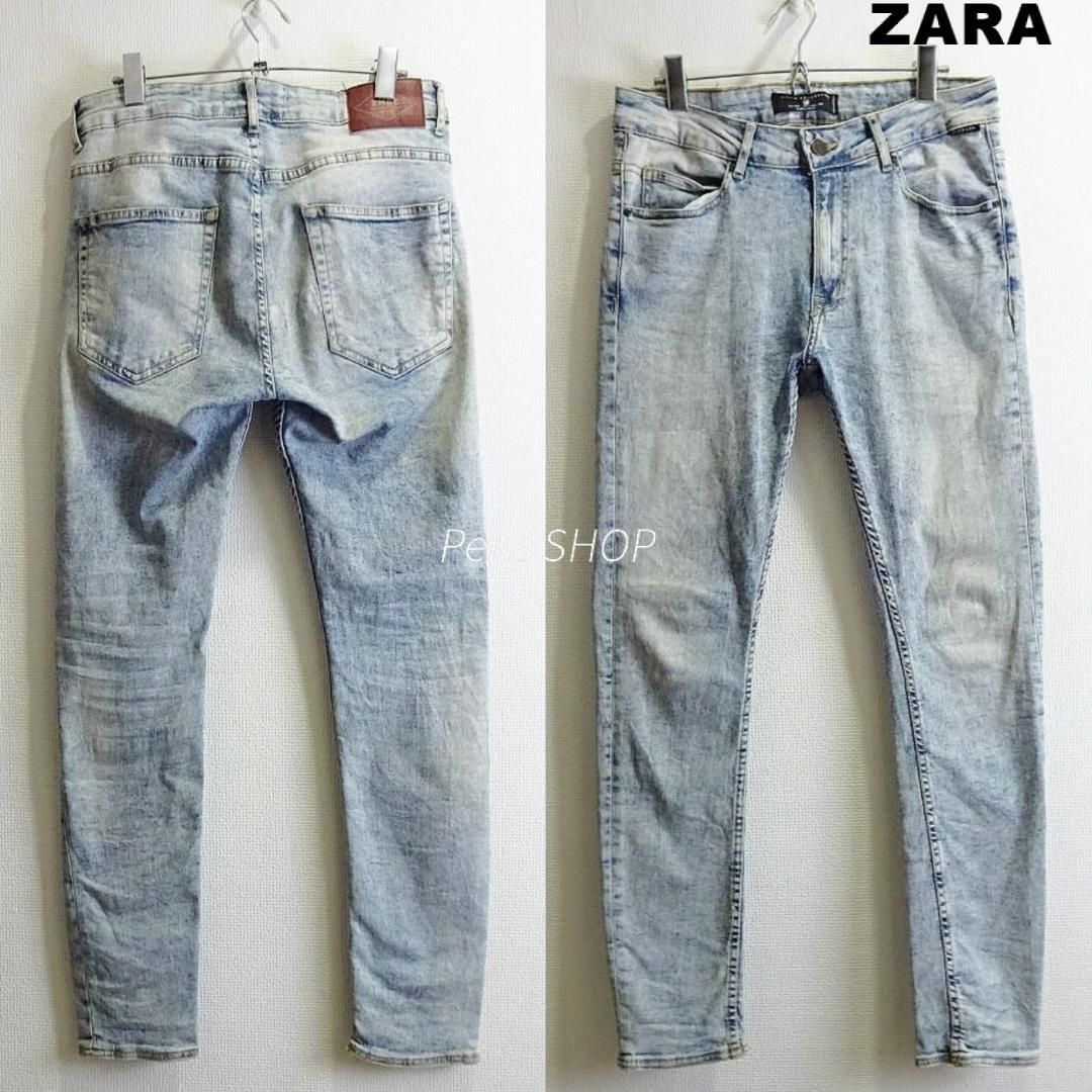 ZARA MAN　スキニーデニム　W80cm　強ストレッチ　ウォッシュ加工　淡青