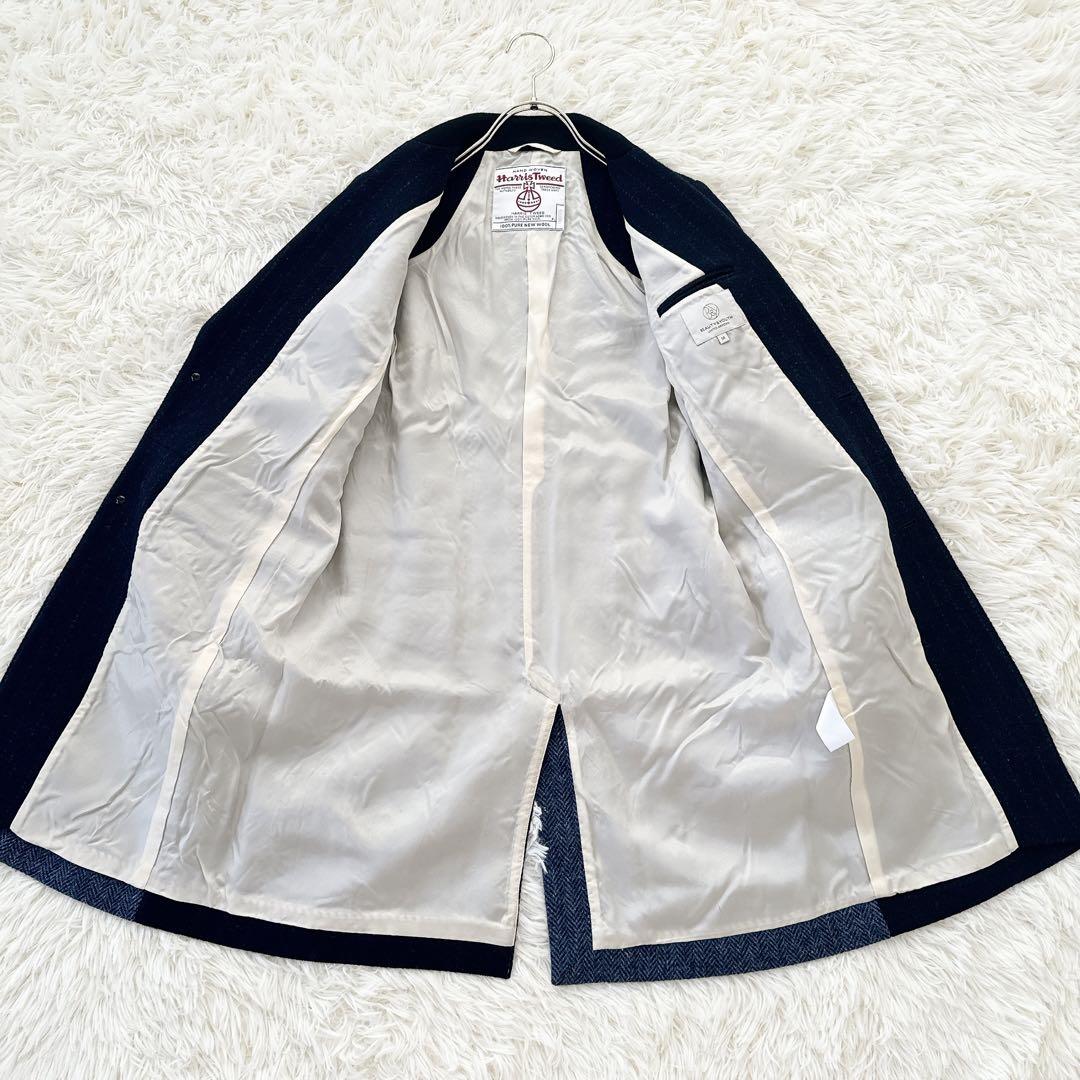 美品✨ビューティーアンドユース×ハリスツイード チェスターコート ネイビー M