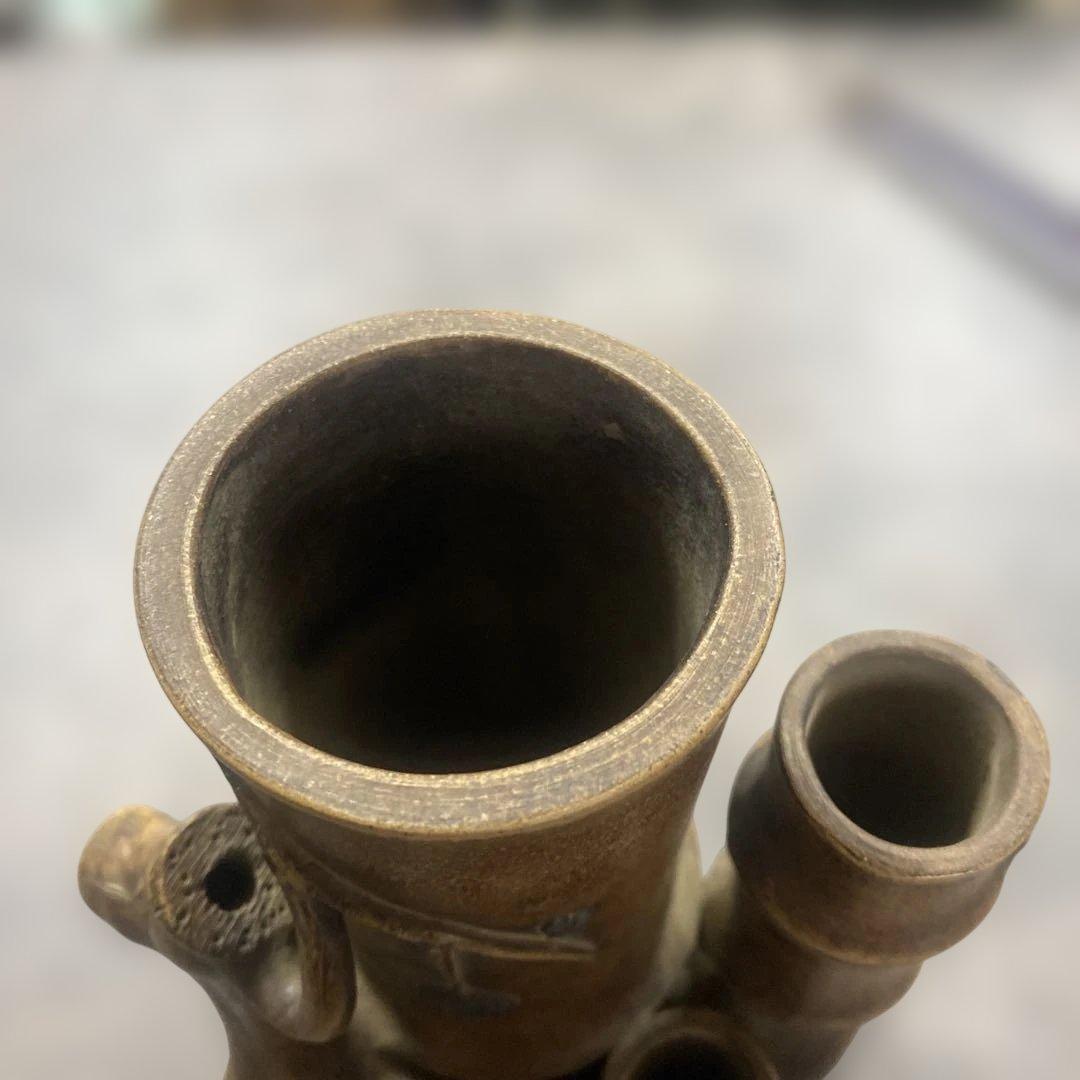 花瓶 置物 中国美術 竹形朱泥 紫砂 アンティーク 花瓶 置物 中国美術 竹形朱泥 紫砂 アンティーク