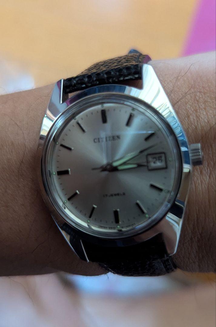 ヴィンテージ1970年代 CITIZEN 手巻き時計 シルバー文字盤