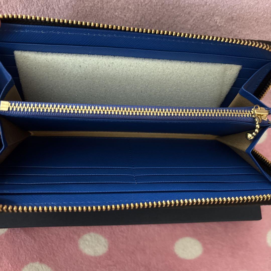 admj スワロフスキー ロングジップウォレット 長財布 黒 青 未