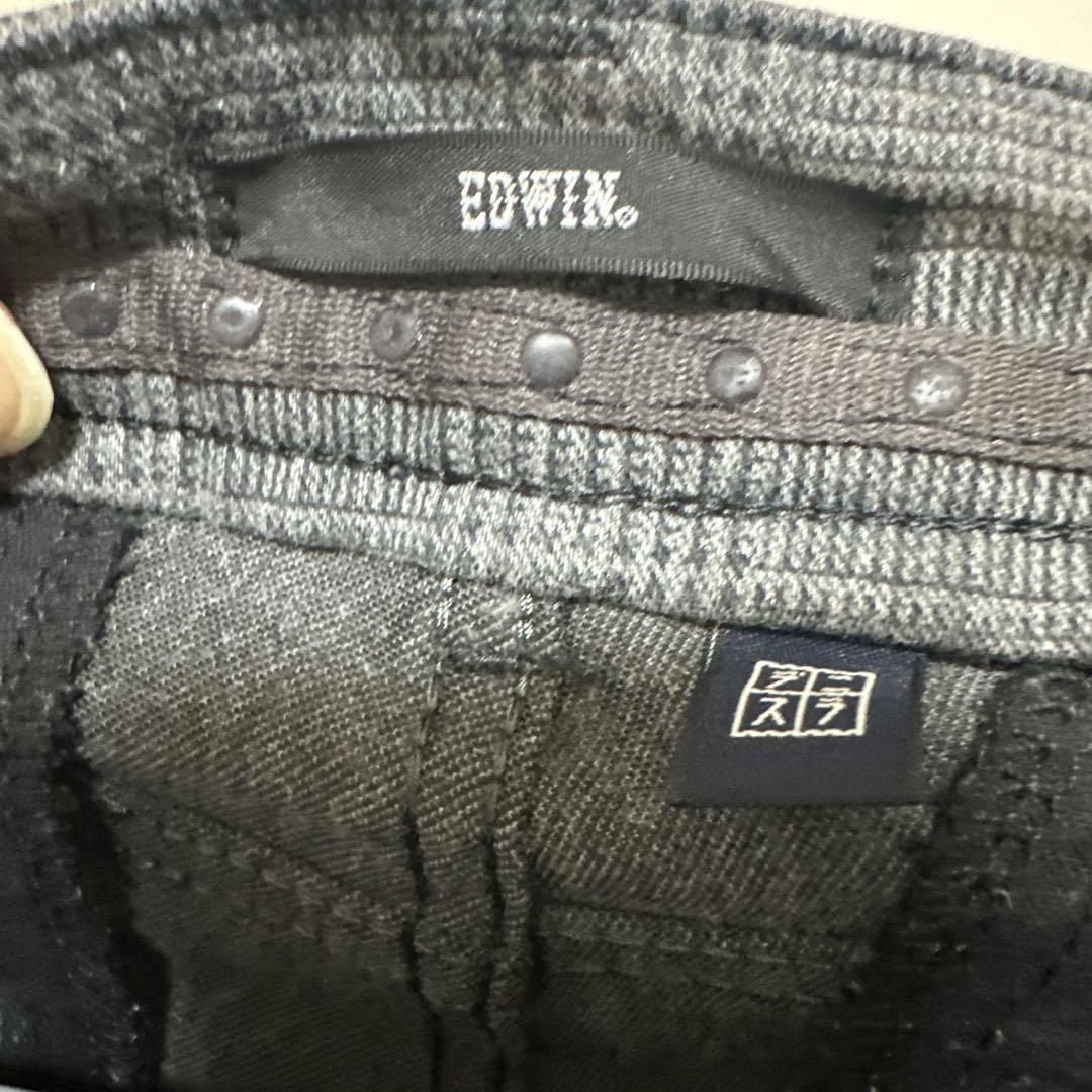 EDWIN デニスラ スリムテーパードパンツ31グレー チェック柄 EDB102