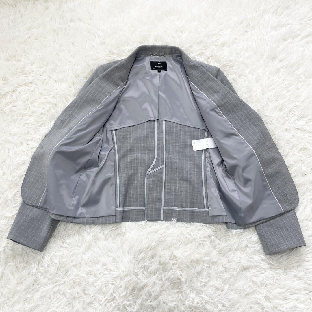 【美品】　ニジュウサンク　グレー ストライプ スーツ セット　38 40