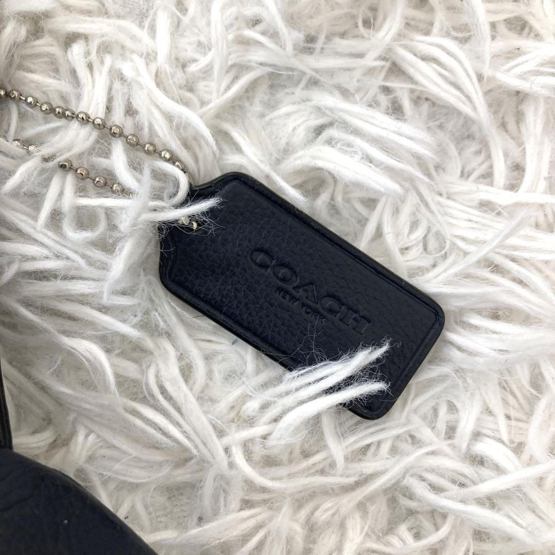 【美品】coach ボディバッグ シボ革 ネイビー ヘリテージ