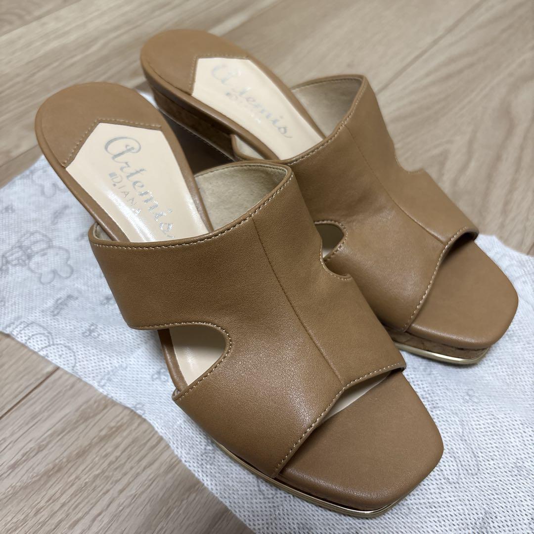 【美品】DIANA 革　カーキ　ブラウン　ヒールサンダル 楽天市場】ダイアナ サンダル（カラーブラウン）の通販