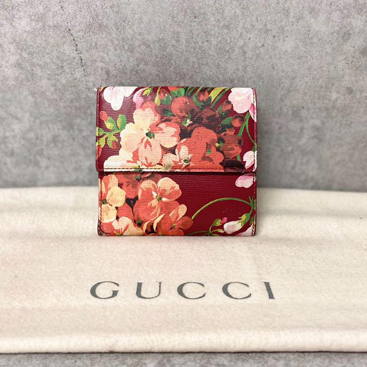 クーポン対象外】 美品 グッチ GUCCI GGブルームス 二つ折り 財布 ミニ ...