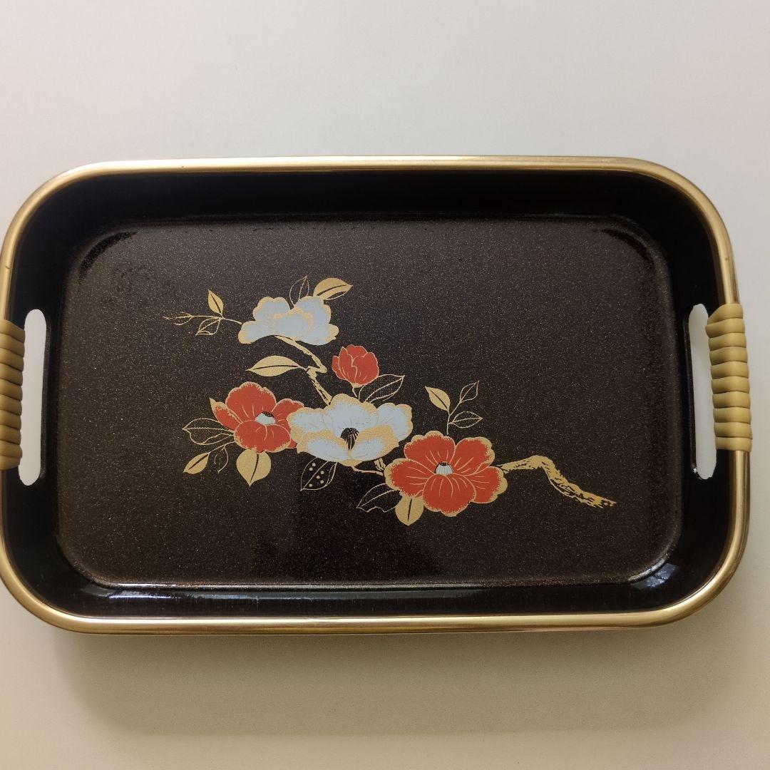 【花柄漆器】トレーセット 取っ手付き お盆 大小セット 漆器 花柄 お盆セット トレー - メルカリ