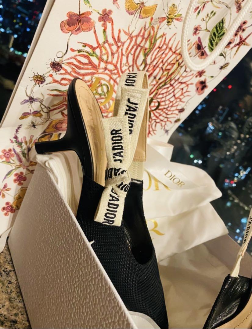 極美品✨ディオールスリングバックパンプス 34.5 黒 22 21.5