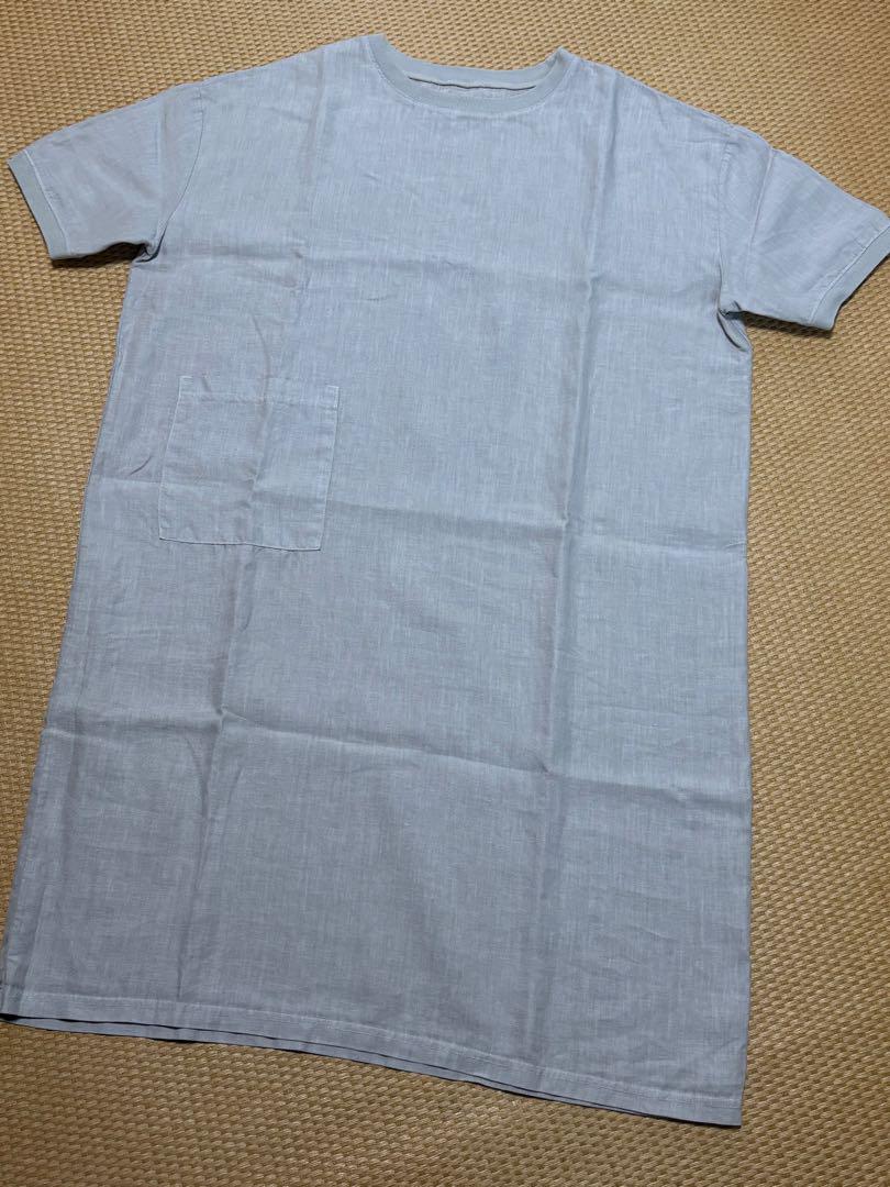 麻布Tシャツワンピース グレー フリーサイズ 麻100% 半袖 中川正七商店 麻布Tシャツワンピース グレー フリーサイズ 麻100% 半袖 中川